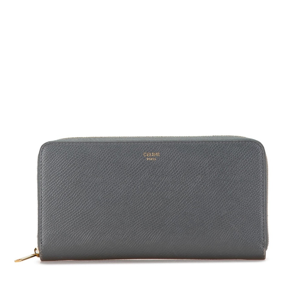 GREY -LEATHER ZIPPED AROUND WALLET